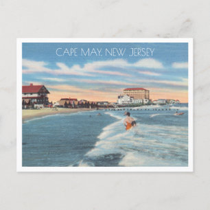 Cape May, New Jersey Vintag Beach Scene Postkarte