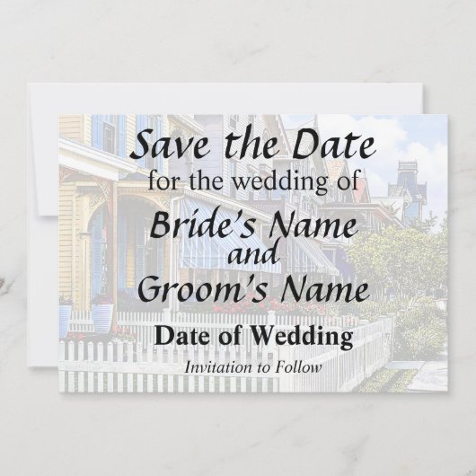 Cape May NJ - Farbige viktorianische Straße Save The Date (Vorderseite)