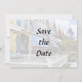 Cape May NJ - Farbige viktorianische Straße Save The Date (Rückseite)