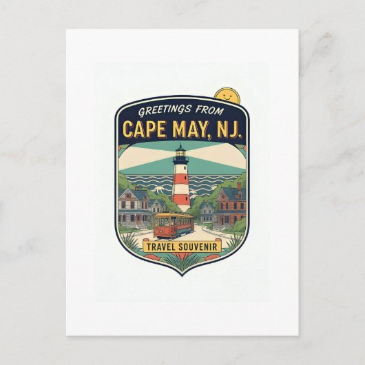Cape May NJ Grüße Retro Reise Postkarte (Vorderseite)