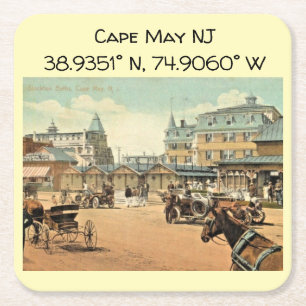 Cape May NJ koordiniert farbenfrohen Vintagen Stil Rechteckiger Pappuntersetzer