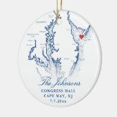 Cape May NJ Map Navy Hochzeit Foto Weihnachten Keramik Ornament (Links)