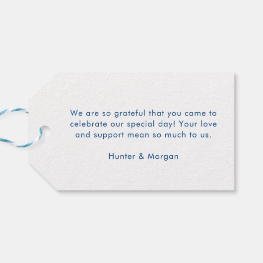 Cape May NJ Minimal Modern Navy Hochzeit Willkomme Geschenkanhänger (Rückseite Horizontal)