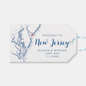 Cape May NJ Minimal Modern Navy Hochzeit Willkomme Geschenkanhänger (Vorderseite (Horizontal))