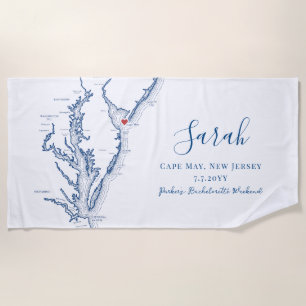 Cape May NJ Personalisiert Bachelorette Weekend Strandtuch