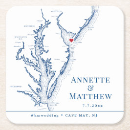 Cape May NJ Wedding Party Cocktail Stunden Drink Rechteckiger Pappuntersetzer