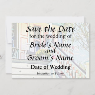 Cape May NJ - Weißer Schaukelstuhl auf der Veranda Save The Date