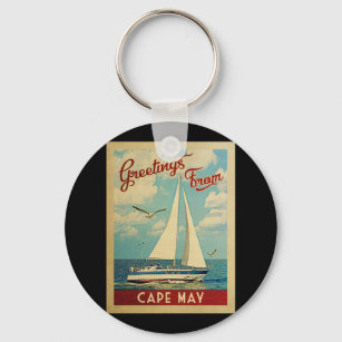 Cape May Sailboat Vintage Travel New Jersey Schlüsselanhänger