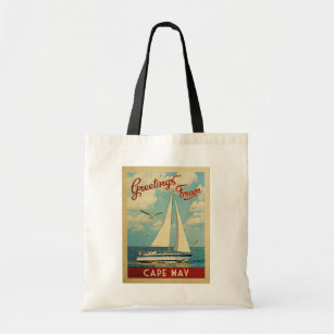 Cape May Sailboat Vintage Travel New Jersey Tragetasche