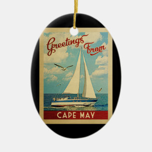 Cape May Segelboot-Vintage Reise New-Jersey Keramik Ornament