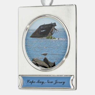 Cape May Shipwreck Banner-Ornament Silber