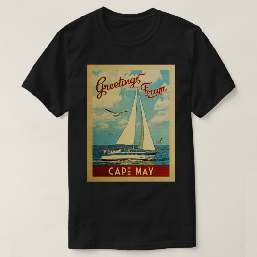 Cape May Vintage Travel Sailboat T-Shirt (Design vorne)