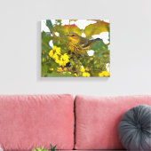 Cape May Warbler mit dem blühenden Mahonia Leinwanddruck (Insitu (Wohnzimmer))