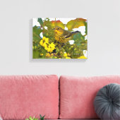 Cape May Warbler mit dem blühenden Mahonia Leinwanddruck (Insitu (Wohnzimmer))