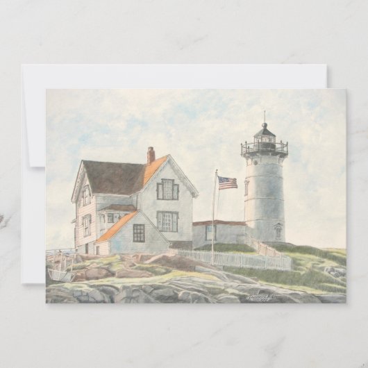 Cape Neddick Leuchtturm Aquarell Einladung (Vorderseite)