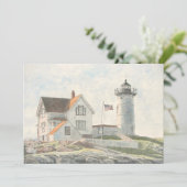 Cape Neddick Leuchtturm Aquarell Einladung (Stehend Vorderseite)