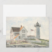 Cape Neddick Leuchtturm Aquarell Einladung (Vorne/Hinten)