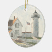Cape Neddick Leuchtturm Aquarell Keramik Ornament (Links)