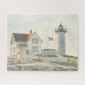 Cape Neddick Leuchtturm Aquarell Puzzle (Horizontal)