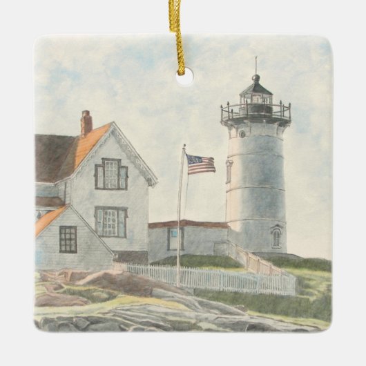 Cape Neddick Leuchtturm Keramikornament (Vorderseite)