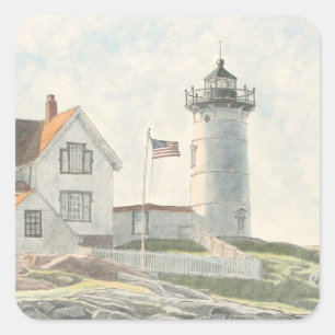 Cape Neddick Light Quadratischer Aufkleber