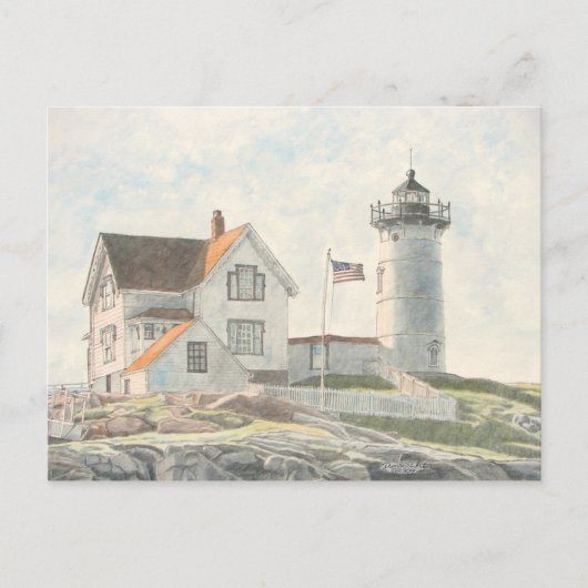 Cape Neddick Lighthouse Postkarte (Vorderseite)