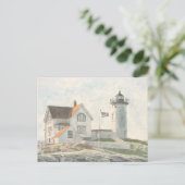 Cape Neddick Lighthouse Wasserfarbe Postkarte (Stehend Vorderseite)