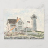Cape Neddick Lighthouse Wasserfarbe Postkarte (Vorderseite)