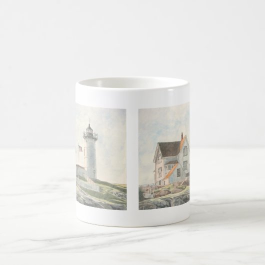 Cape Neddick Lighthouse Watercolor Kaffeetasse (Mittel)
