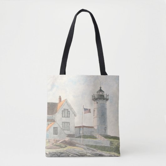 Cape Neddick Lighthouse Watercolor Tasche (Vorderseite)