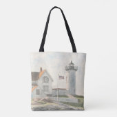 Cape Neddick Lighthouse Watercolor Tasche (Rückseite)