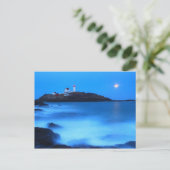 Cape Neddick Nubble Lighthouse Full Moon Tide Postkarte (Stehend Vorderseite)