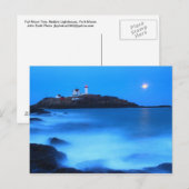 Cape Neddick Nubble Lighthouse Full Moon Tide Postkarte (Vorne/Hinten)