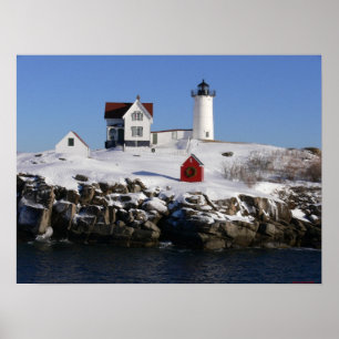 Cape Neddick ( Nubbles ) Leuchtturm Winter Print Poster