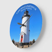 Cape Poge Lighthouse, Massachusetts Round Clock Große Wanduhr (Winkel)