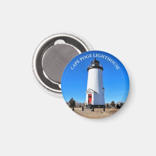 Cape Poge Lighthouse, Massachusetts Round Magnet (Vorderseite/Rückseite)