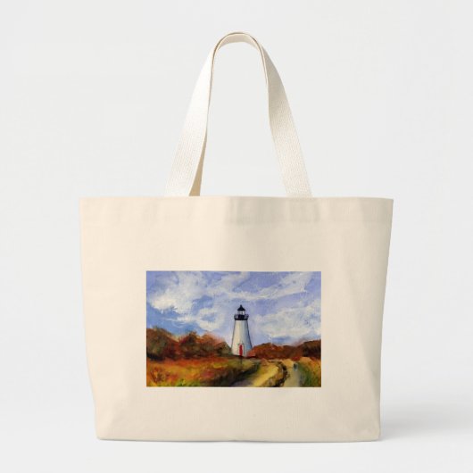 Cape Poge Lighthouse Tote Bag Jumbo Stoffbeutel (Vorne)
