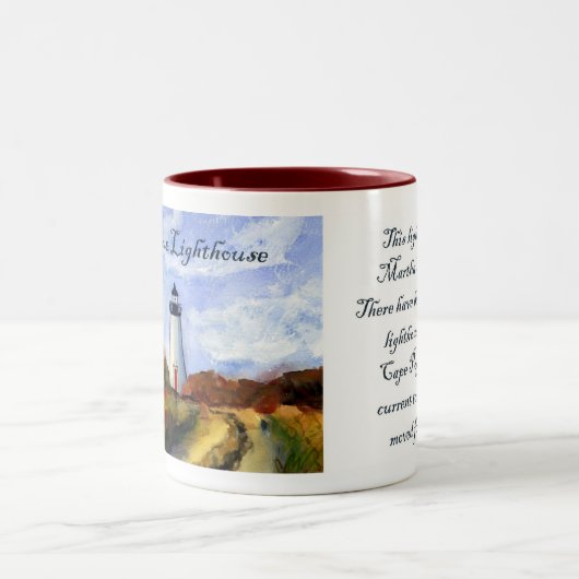 Cape Pogue Lighthouse Tasse (Malerei & Text) (Mittel)