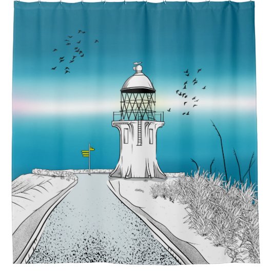 Cape Reinga Lighthouse Neuseeland Duschvorhang (Vorderseite)