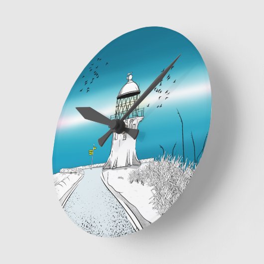 Cape Reinga Lighthouse NZ Runde Wanduhr (Winkel)