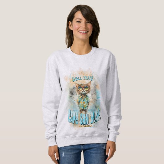 Cape San Blas Florida Beach Cat Sweatshirt (Vorne ganz)