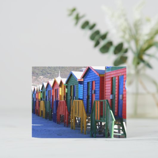 Cape Town Beach Huts Postkarte (Stehend Vorderseite)