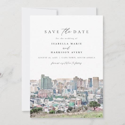 CAPE TOWN Coastline Skyline Reisen Save the Date I Einladung (Vorderseite)
