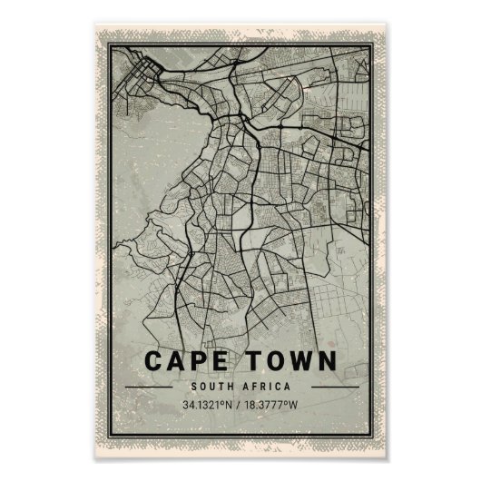 Cape town map print poster canvas South Africa | (Vorne)