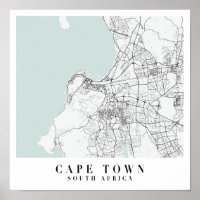 Cape Town South Africa Blue Water Street Map