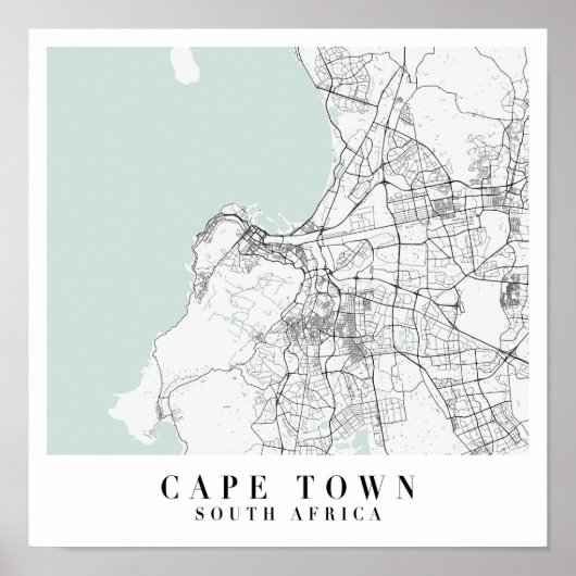 Cape Town South Africa Blue Water Street Map Poster (Vorne)