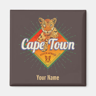 Cape Town South Africa Retro Leopard Vintage Magnet