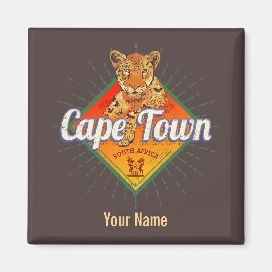 Cape Town South Africa Retro Leopard Vintage Magnet (Vorne)