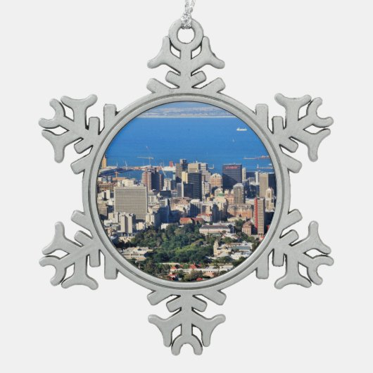 Cape Town, Südafrika Schneeflocken Zinn-Ornament (Vorderseite)