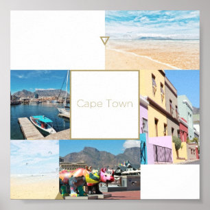 Cape Town Table Mountain Collage Pastel Poster